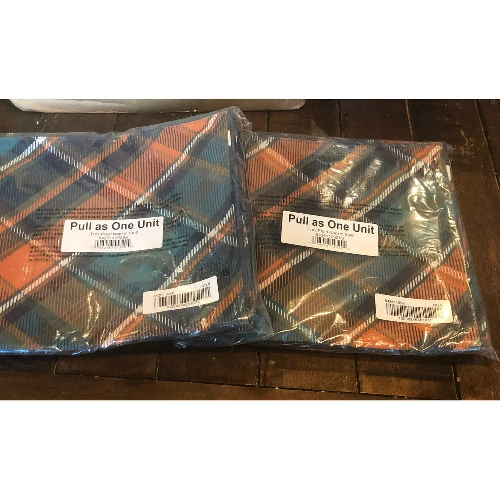 NWT Target Thanksgiving Holiday Troy Plaid Cotton Napkins 2 Sets Of 6 (12 total)